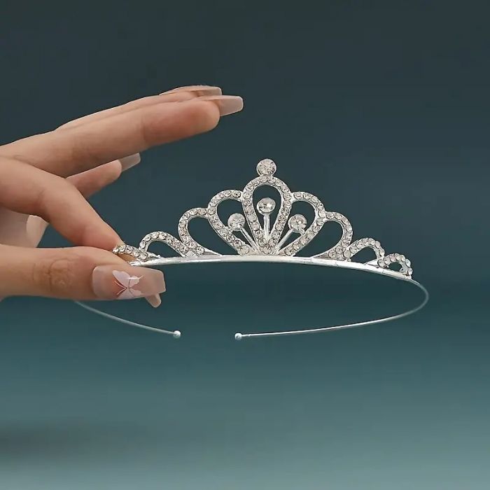 Діадема (тіара) корона A-32 колір срібро (silver), матеріал метал 164002 tiara