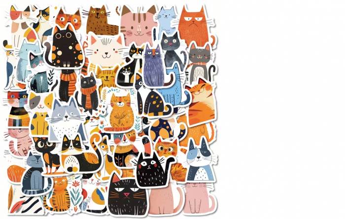 Дитяча іграшка наліпки кумендні котики набір 50 шт (4000) ціна за набір