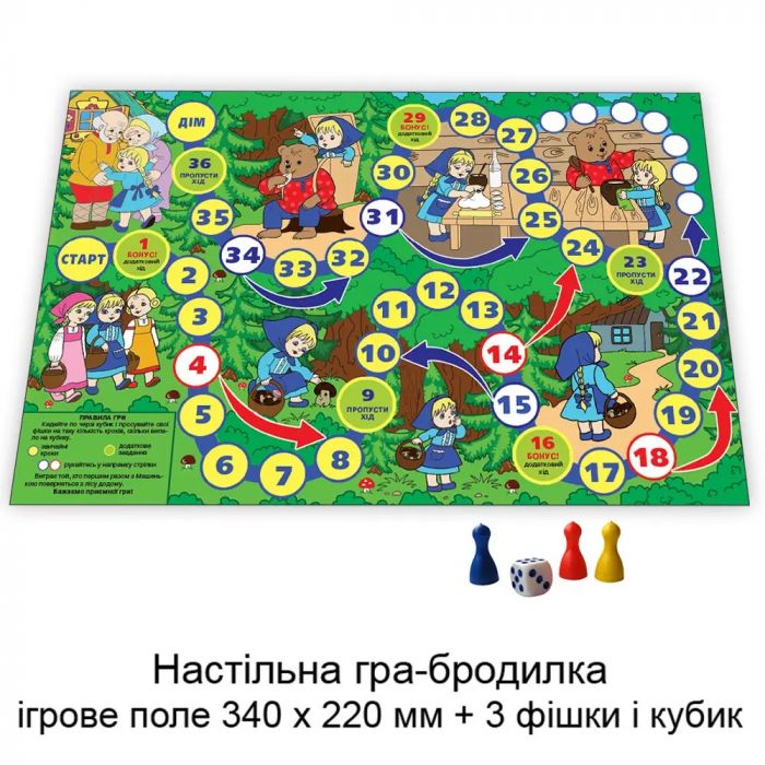 Дитяча настільна гра - бродилка (вік 3+) машенька та ведмідь (КФІ 2463)