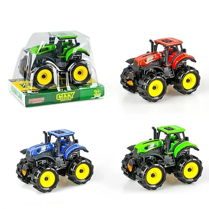 Дитяча іграшка трактор 9870A tractor toy , інерційний 10,5 см, 3 кольори, у слюді