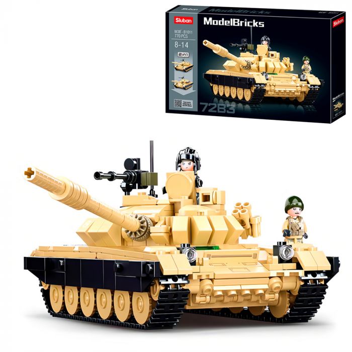 Дитяча іграшка конструктор 2в1 танк T72B3 SLUBAN M38-B1011 Model Bricks Армія військова техніка , 770 деталей, в кор
