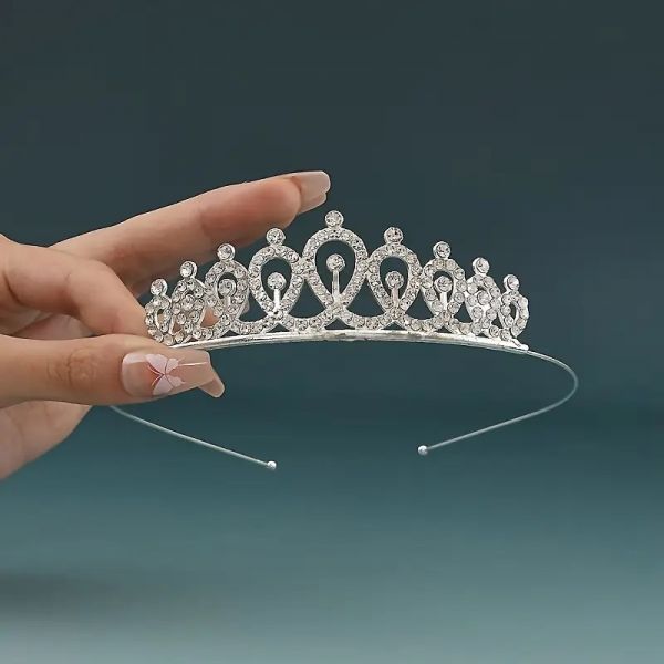 Діадема (тіара) корона A-32 колір срібро (silver), матеріал метал 64019 tiara