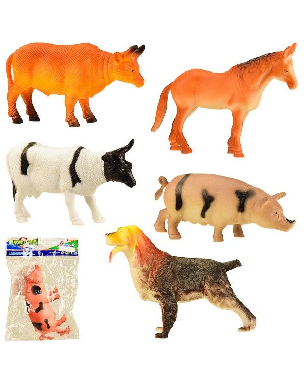 H004/6 Дитяча іграшка пластикова фігурка домашньої тварини, 5 видів, 12 см, ціна за одну тваринку