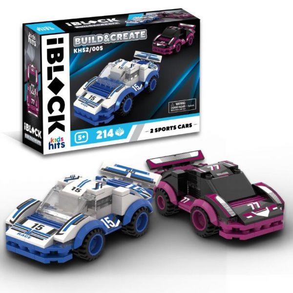 Дитяча іграшка конструктор гоночний автомобіль Kids hits IBLOCK JUNIOR KH52/005 МЕГАКАРИ 212 деталей ( відео в описі)