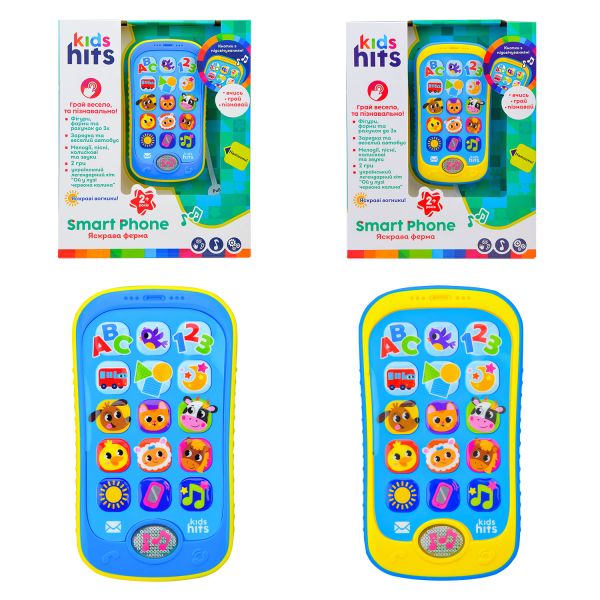 Дитяча іграшка розвиваючий телефон музичний яскрава ферма Kids Hits KH03/003 озвучений українською мовою