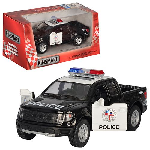 Дитяча іграшка поліцейський автомобіль 2013 Ford F150 SVT Raptor SuperCrew (Police) KT 5365 WP Kinsmart метало - пластиковий корпус, відчиняються двері