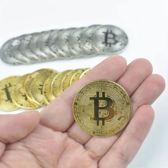 Подарунок сувенірна монета Біткоїн BTC (Bitcoin) колір золото (3987), відео в описі 