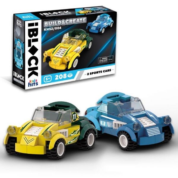 Дитяча іграшка конструктор гоночний автомобіль Kids hits IBLOCK JUNIOR KH52/004 МЕГАКАРИ 208 деталей