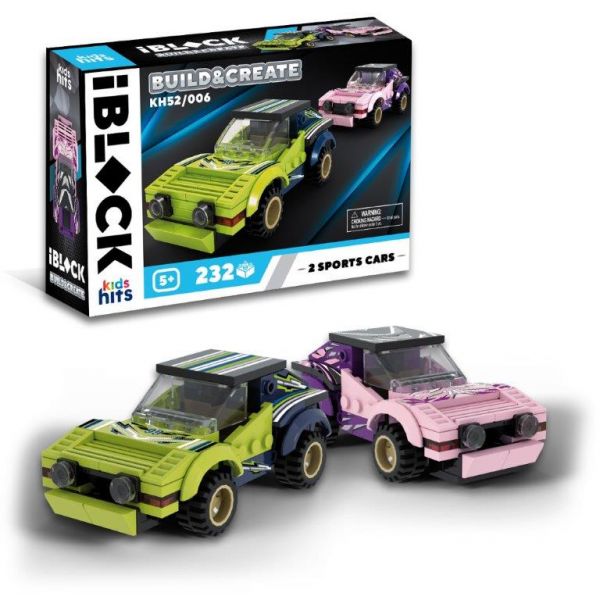 Дитяча іграшка конструктор гоночний автомобіль Kids hits IBLOCK JUNIOR KH52/006 МЕГАКАРИ 210 деталей