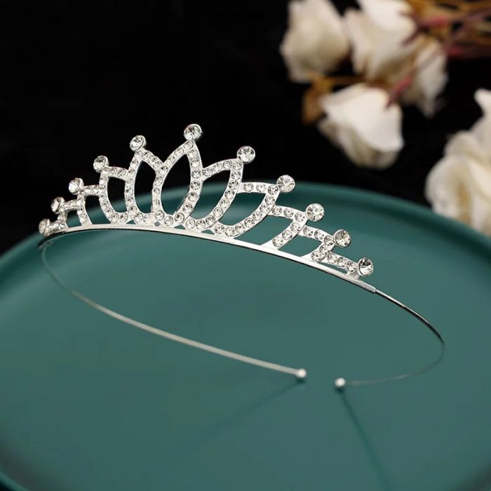 Діадема (тіара) корона N-26 колір срібро (silver), матеріал метал 165597 tiara