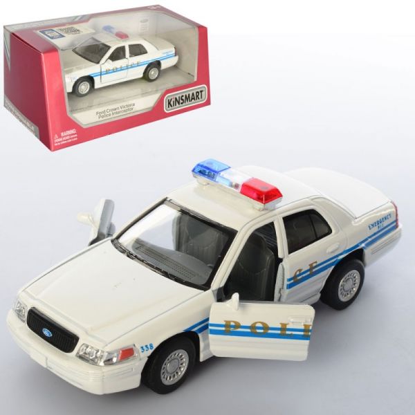 Дитяча іграшка поліцейський автомобіль  Ford Crown Victoria Police (White) KT 5342 W метало - пластиковий корпус, відчиняються двері