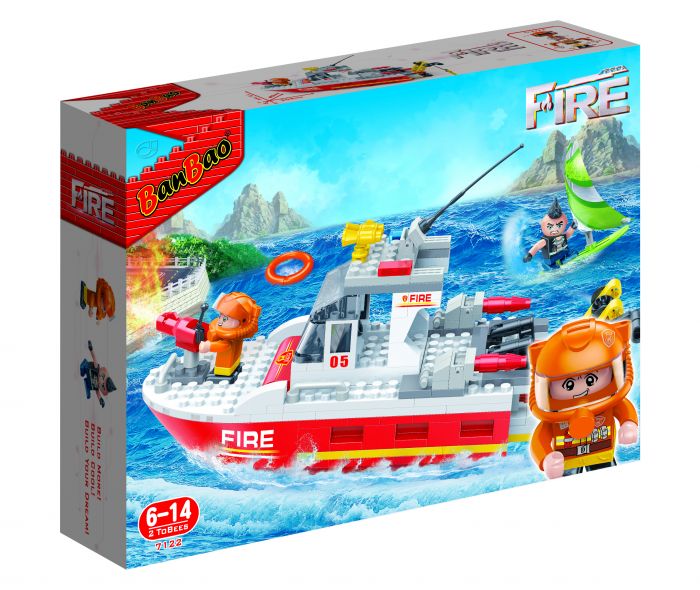Дитяча іграшка конструктор "Пожежники" (295 елм.) Пожежний катер / Banbao 7122