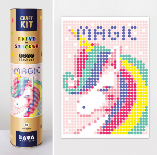 Аплікація - картина по номерам з наліпками (арт терапія) Єдиноріг, 33х48см, 1200 стікерів ( відео в описі)