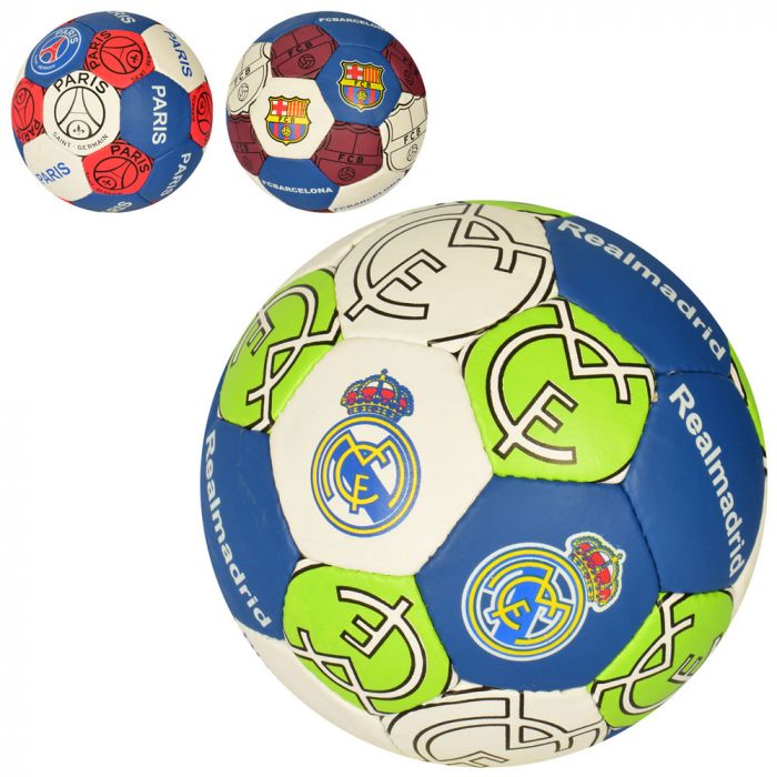 М'яч футбольний 2500-154 розмір 5, ПУ 1,4мм., ручна робота, 32панелі, 400-420г., 3 види (клуби)
