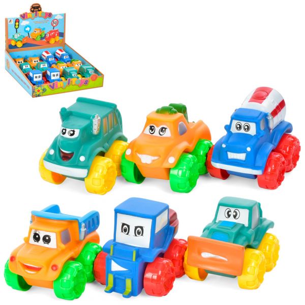 Дитяча іграшка гумова машинка Vinyl Toys JZD-039, 6 видів