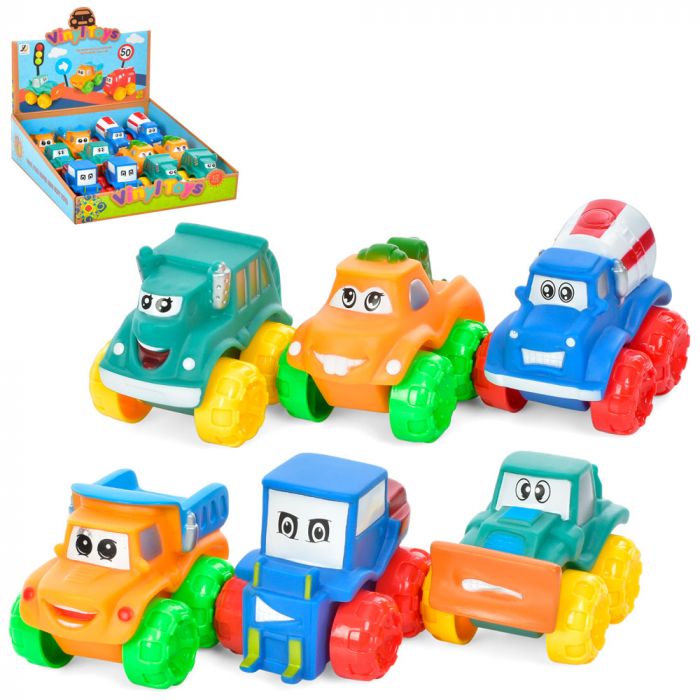 Дитяча іграшка гумова машинка Vinyl Toys JZD-039, 6 видів