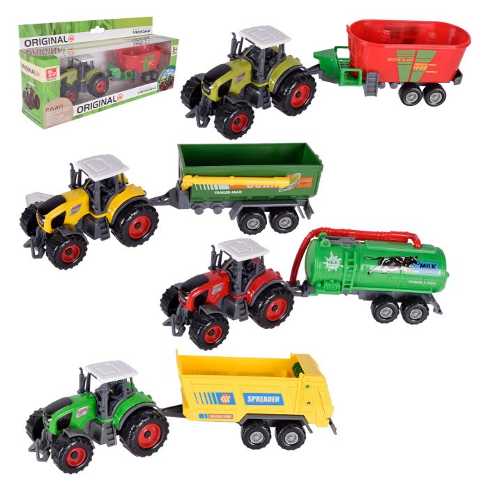 Дитяча іграшка трактор з причепом металевий SQ90333-2B tractor toy, 4 види