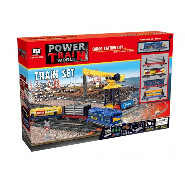 Дитяча іграшка залізниця 670 см з підйомним краном Power Train World BSQ® 2082