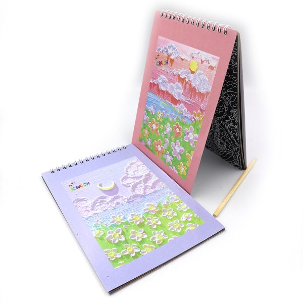 Скретчбук на спірали квіти P10,14*20CM, 20-2022-WH mix2