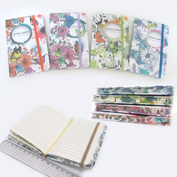 Блокнот на резинці Vintage garden лінія, кольоровий торець, A6, P96, 70g, 7733-A6-W,  mix