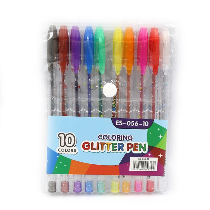 Ручка гелева з глітером для малювання набір 10 кольорів 056-10ES Glitter pen PVC