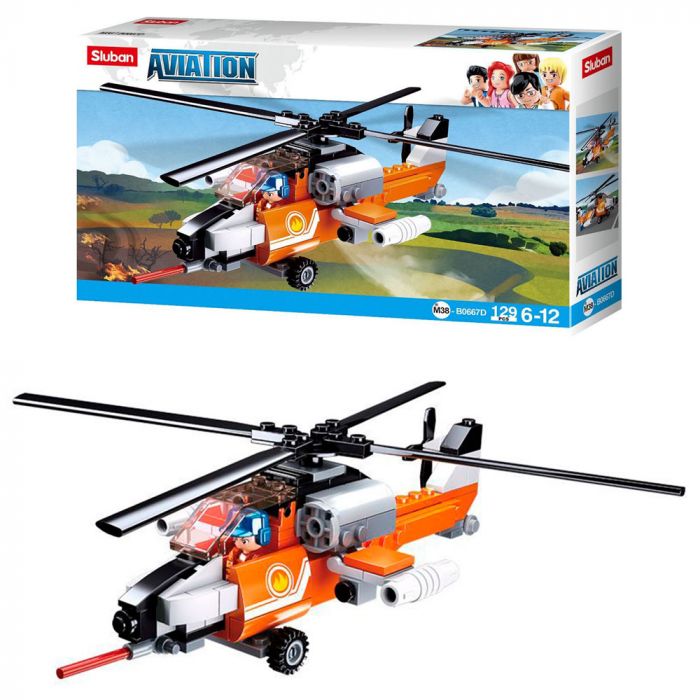 Дитячаі грашка конструктор гелікоптер SLUBAN M38-B0667D серія авіація, фігурка, 129 деталей