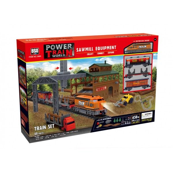 Дитяча іграшка залізниця 450 см з лісопилкою Power Train World BSQ® 2083