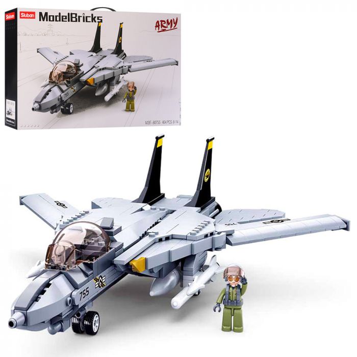 Дитяча іграшка конструктор військовий літак винищувач F14 M38-B0755 SLUBAN Model Bricks Армія, 404 деталей