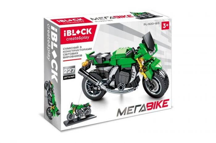 Дитяча іграшка конструктор мотоцикл МЕГАBIKE, IBLOCK PL-920-183, 227 деталей