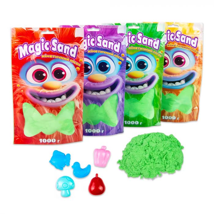Кінетичний пісок (Вік 3+) Magic sand в пакеті  зелений, 1 кг Strateg 39404-2 