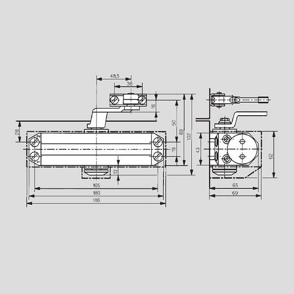 Dorma TS 77 EN4 дотягувач доводчик для дверей сила 4 з ліктьовою тягою без фіксації  темно коричневий 
