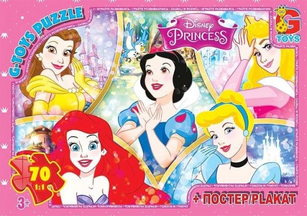 Пазли для дітей ТМ "G-Toys" із серії Принцеси Дісней 70 елементів PD80