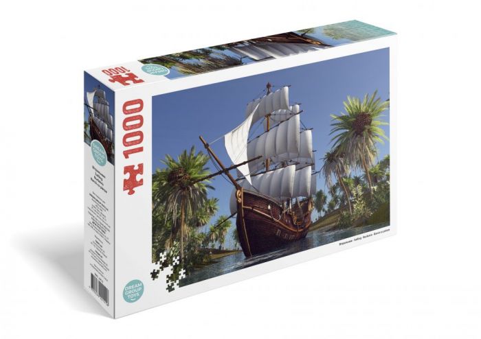Гра пазл 1000 елементів TRFL_OC-2 DGT - PUZZLE Вітрильник на сході сонця