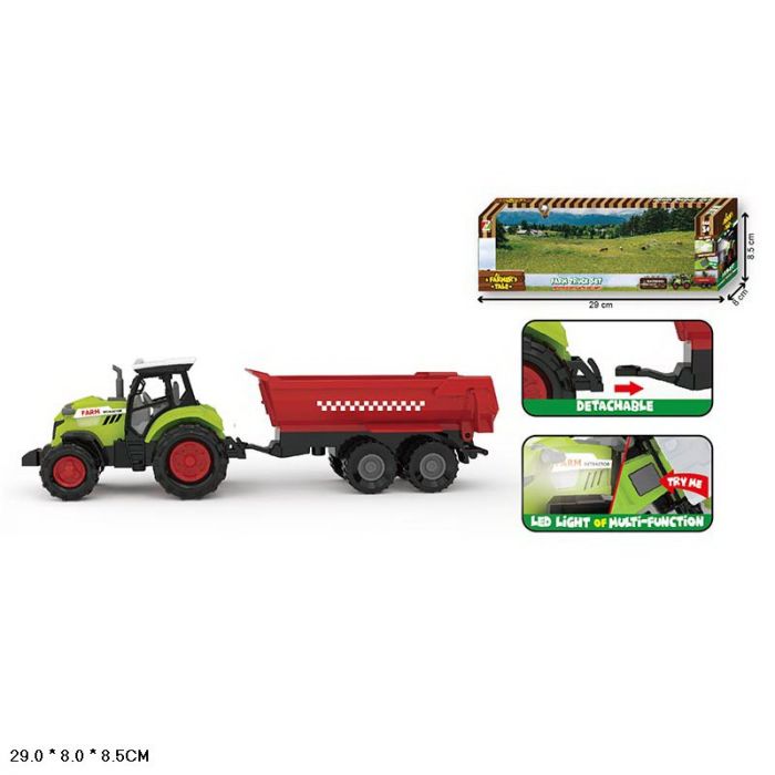Дитяча іграшка машинка трактор з причепом світловий та звуковий, 550-5P, коробка 29*9*8см, батар.