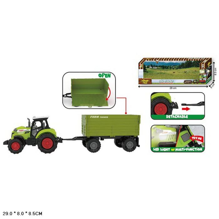 Дитяча іграшка трактор з причепом світловий та звуковий, 550-8P tractor toy, коробка 29*9*8см, батар