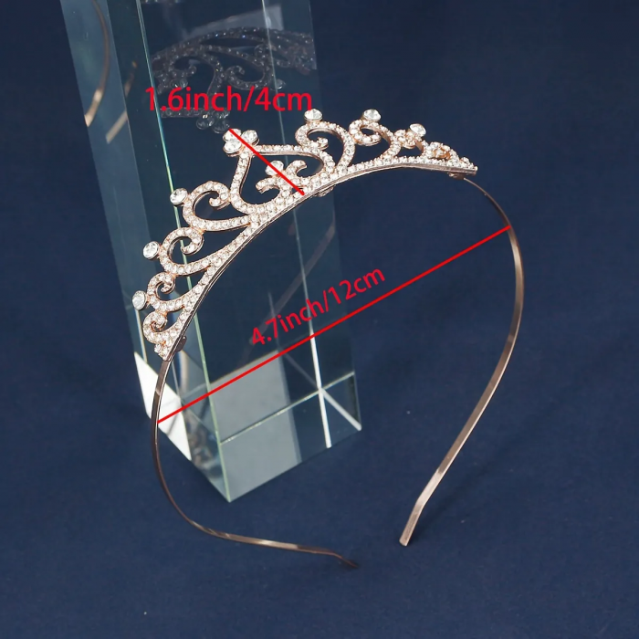 Діадема (тіара) у вигляді корони RJ62041 колір рожеве золото, матеріал метал