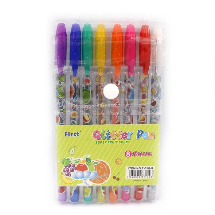 Набір гелевих ручок кольорових 528-8 Glitter pens 8шт PVC