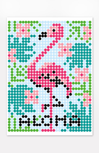 Аплікація - картина по номерам з наліпками (арт терапія) Фламінго, 33х48см, 1200 стікерів  ( відео в описі)