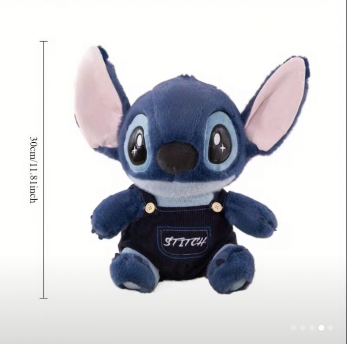 М'яка іграшка плюшева Стіч Ангел (Stitch) синій, 30 см (3783) в комбінезоні