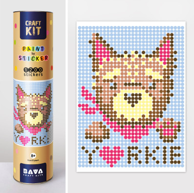 Аплікація - картина по номерам з наліпками (арт терапія) Йорк, 33х48см, 1200 стікерів  ( відео в описі)