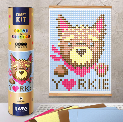 Аплікація - картина по номерам з наліпками (арт терапія) Йорк, 33х48см, 1200 стікерів  ( відео в описі)