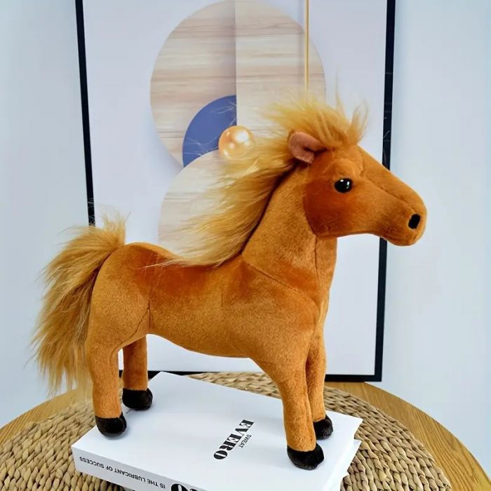 Дитяча м'яка плюшева іграшка кінь (конячка) 20 см 3676, відео в описі 