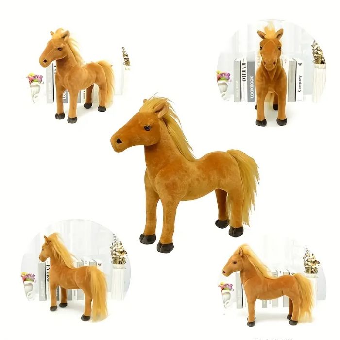 Дитяча м'яка плюшева іграшка кінь (конячка) 20 см 3676, відео в описі 