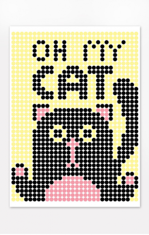 Аплікація - картина по номерам з наліпками (арт терапія) Кіт, 33х48см, 1200 стікерів (відео в описі)