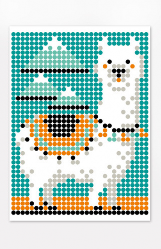 Аплікація - картина по номерам з наліпками (арт терапія) Лама, 33х48см, 1200 стікерів (відео в описі)