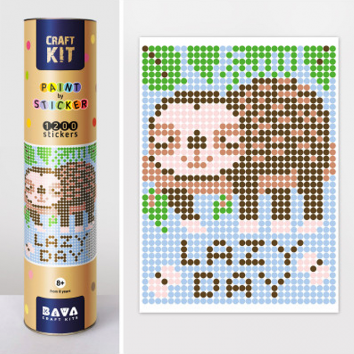 Аплікація - картина по номерам з наліпками (арт терапія) Лінивець, 33х48см, 1200 стікерів ( відео в описі)