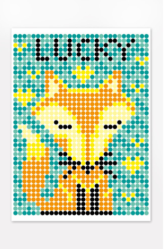 Аплікація - картина по номерам з наліпками (арт терапія) Лисичка, 33х48см, 1200 стікерів ( відео в описі )