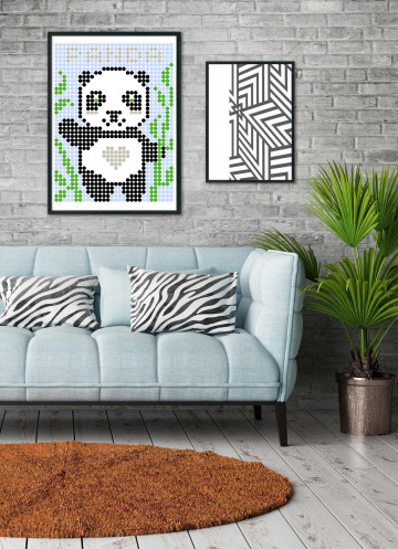 Аплікація - картина по номерам з наліпками (арт терапія) Панда, 33х48см, 1200 стікерів ( відео в описі )