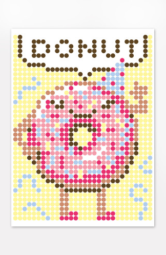 Аплікація - картина по номерам з наліпками (арт терапія) Пончик, 33х48см, 1200 стікерів ( відео в описі )