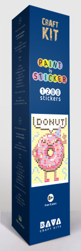 Аплікація - картина по номерам з наліпками (арт терапія) Пончик, 33х48см, 1200 стікерів ( відео в описі )